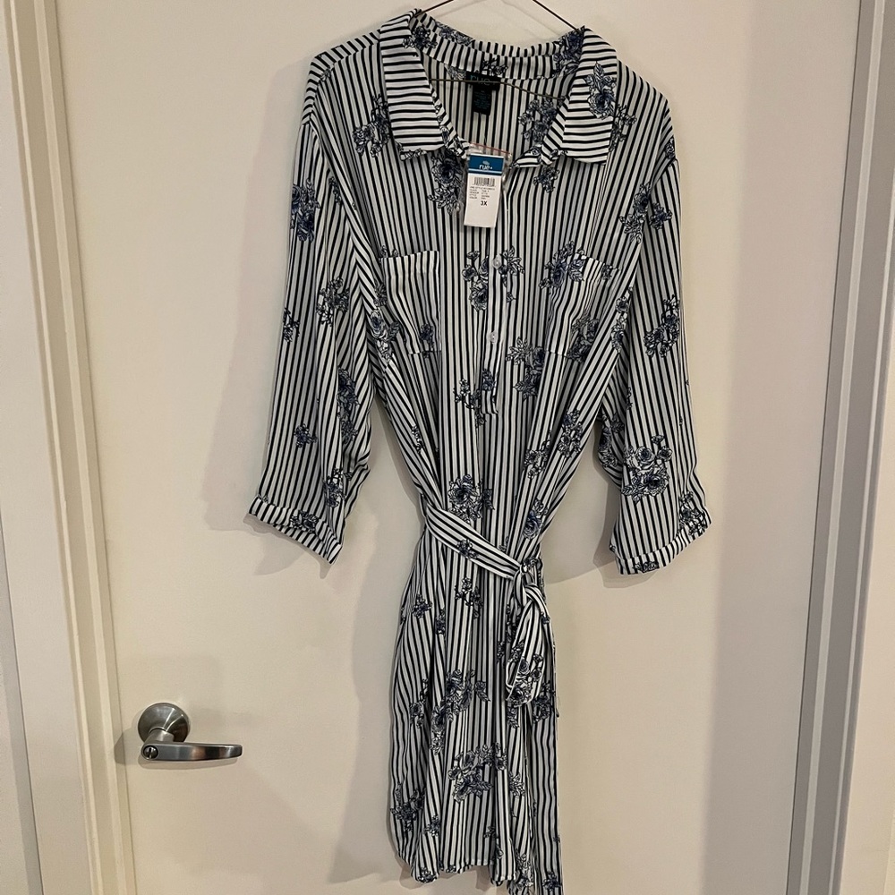 Rue21 Floral Striped Shirt Dress